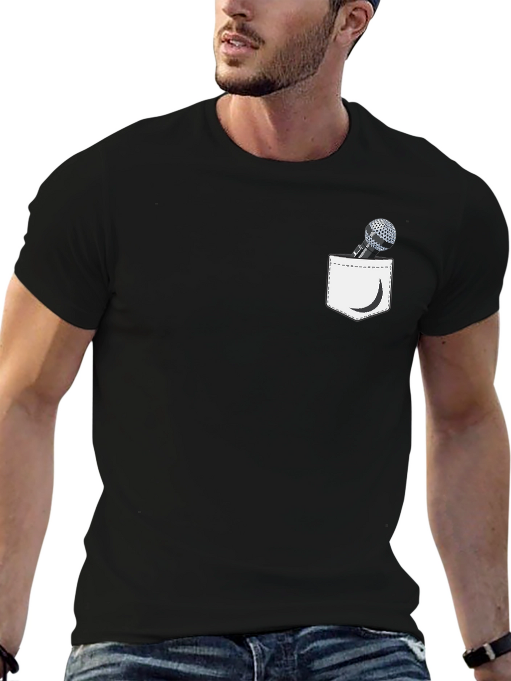 Microphone Pocket Graphic Tee - Black