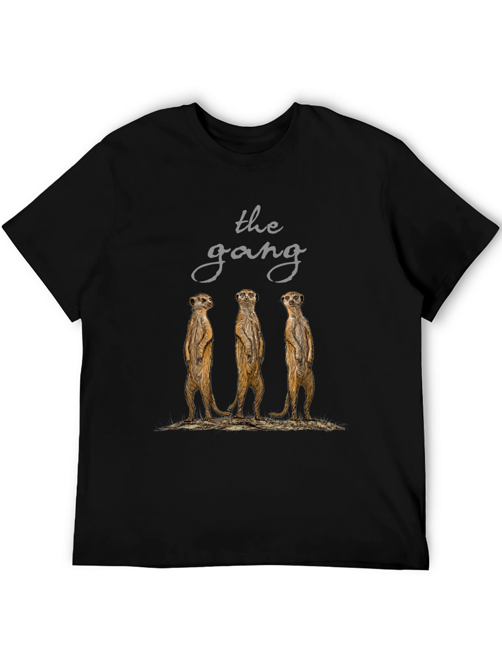 Meerkat Gang T-Shirt - Black Cotton Tee