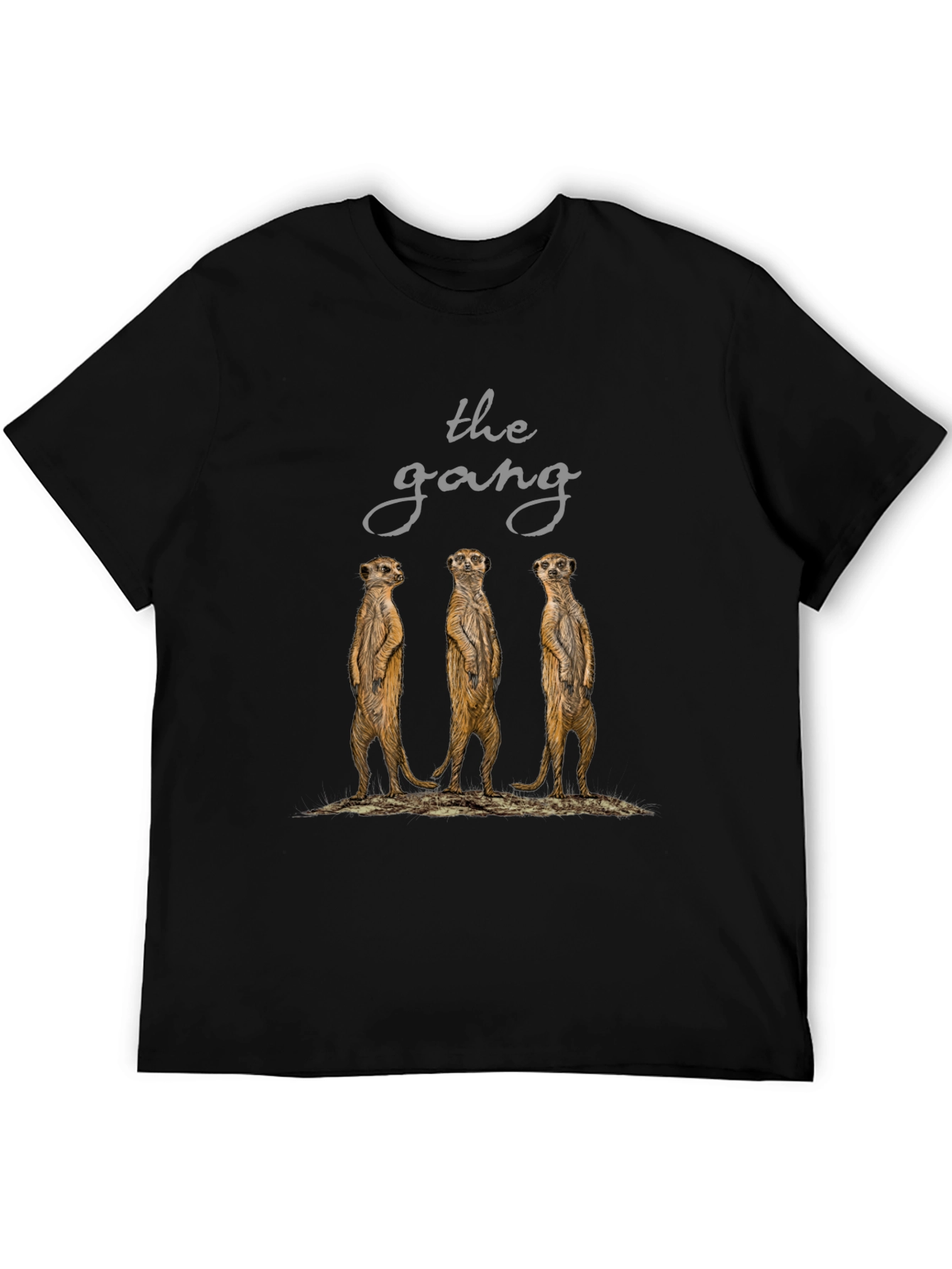 Meerkat Gang T-Shirt - Black Cotton Tee