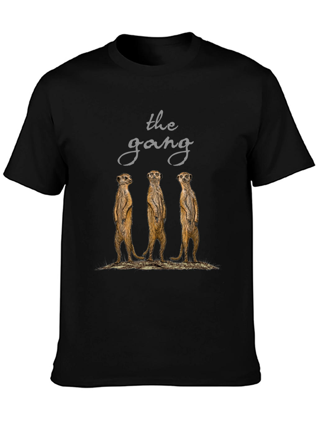 Meerkat Gang T-Shirt - Black Cotton Tee