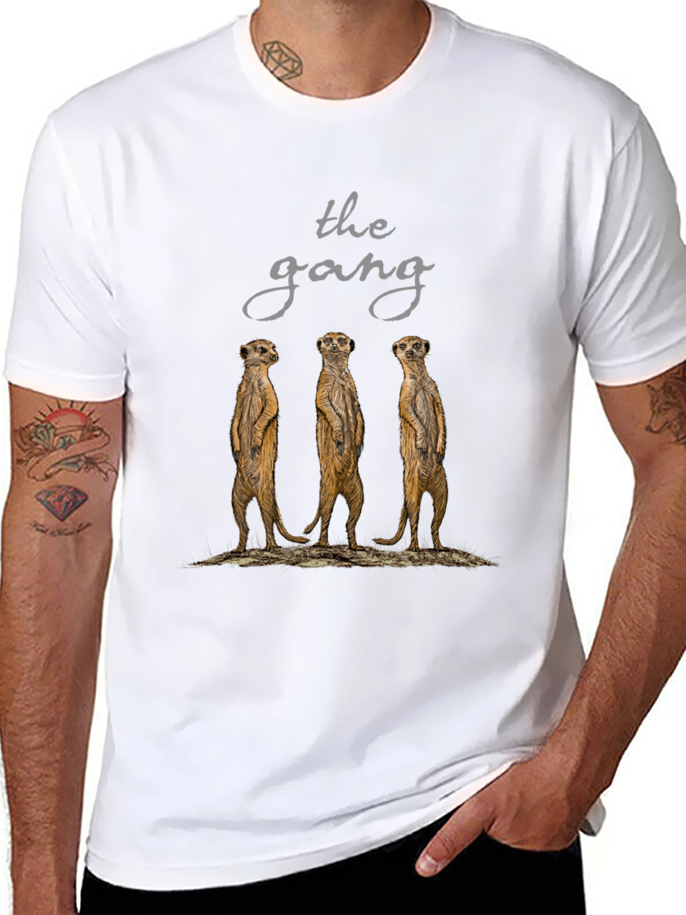 Meerkat Gang T-Shirt - Black Cotton Tee