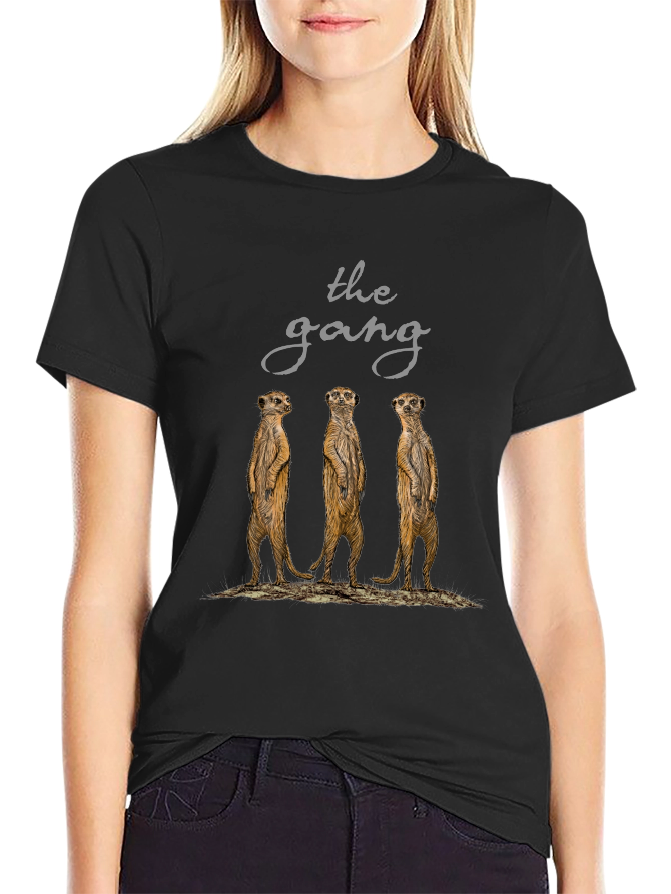 Meerkat Gang T-Shirt - Black Cotton Tee