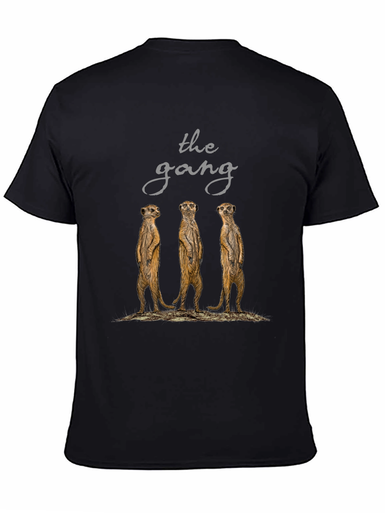 Meerkat Gang T-Shirt - Black Cotton Tee