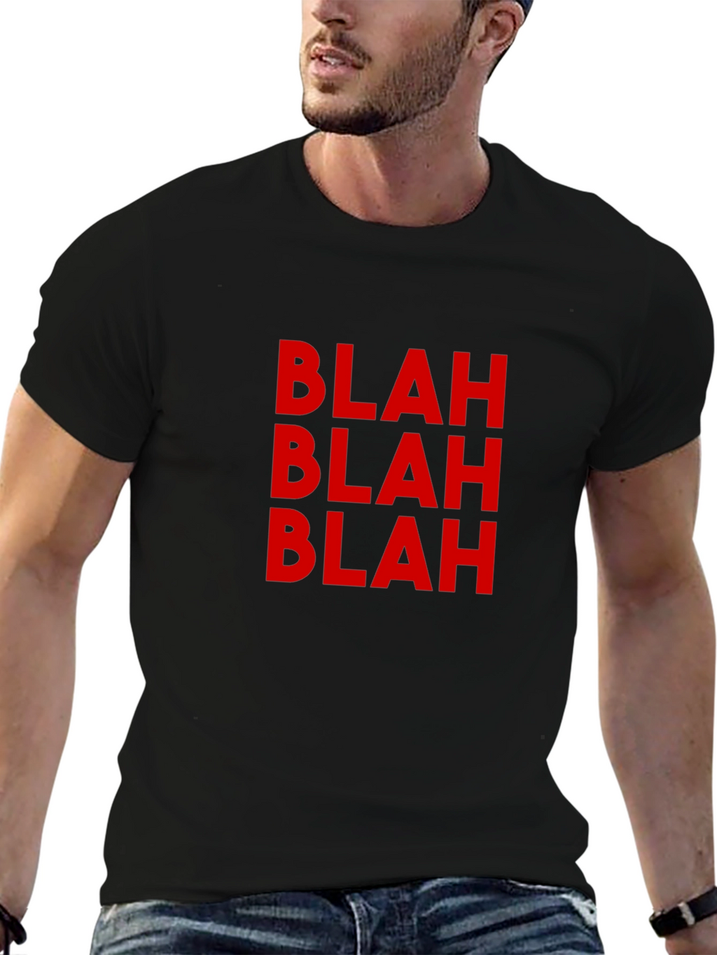 Blah Graphic Tee - Casual Black T-Shirt
