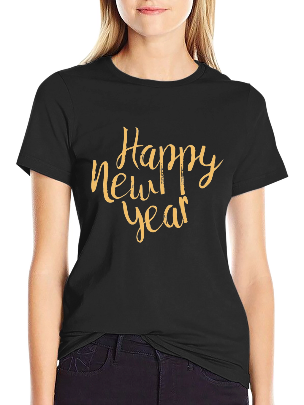 Happy New Year Black Crewneck T-Shirt