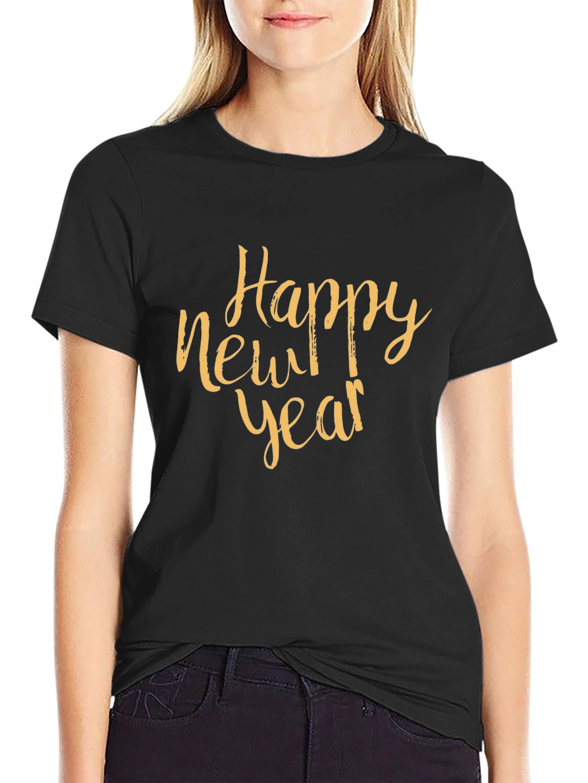 Happy New Year Black Crewneck T-Shirt