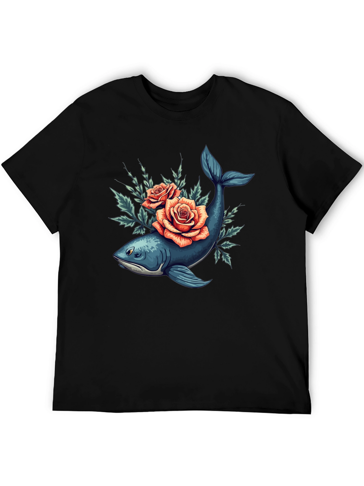 Whale & Roses Graphic Tee - Stylish Comfort