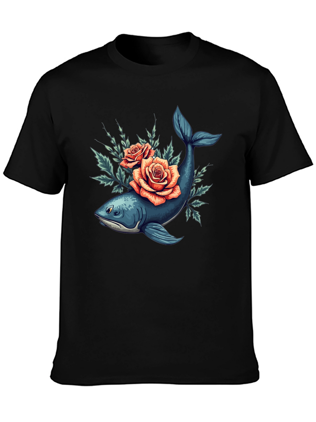 Whale & Roses Graphic Tee - Stylish Comfort