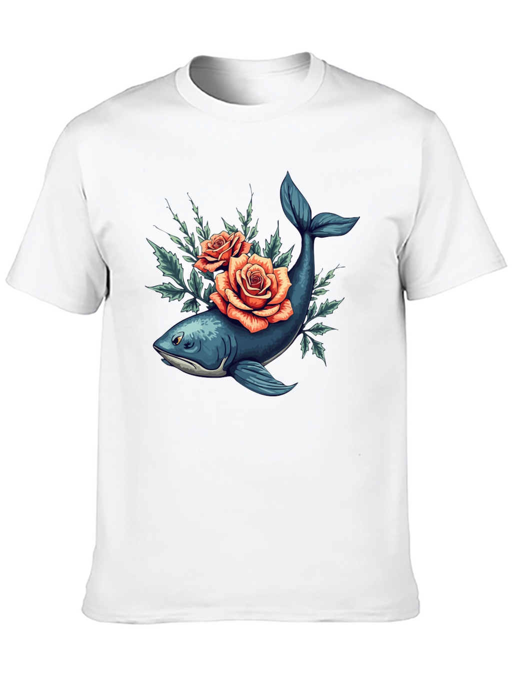 Whale & Roses Graphic Tee - Stylish Comfort