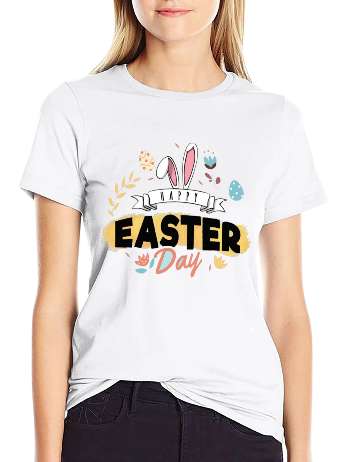 Happy Easter Day Graphic Tee - Mens Black T-Shirt