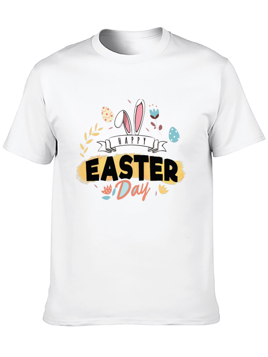 Happy Easter Day Graphic Tee - Mens Black T-Shirt