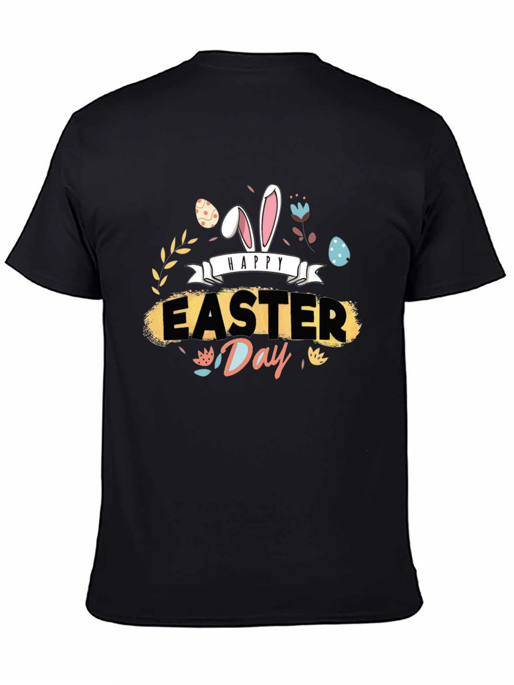 Happy Easter Day Graphic Tee - Mens Black T-Shirt
