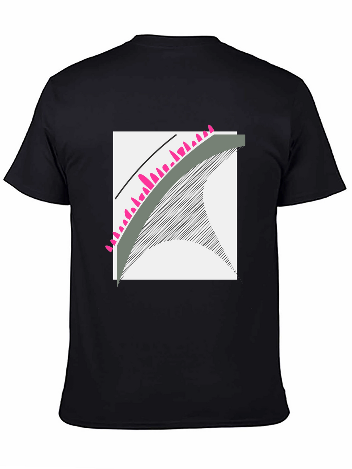 Abstract Graphic Tee - Modern Design Black Cotton