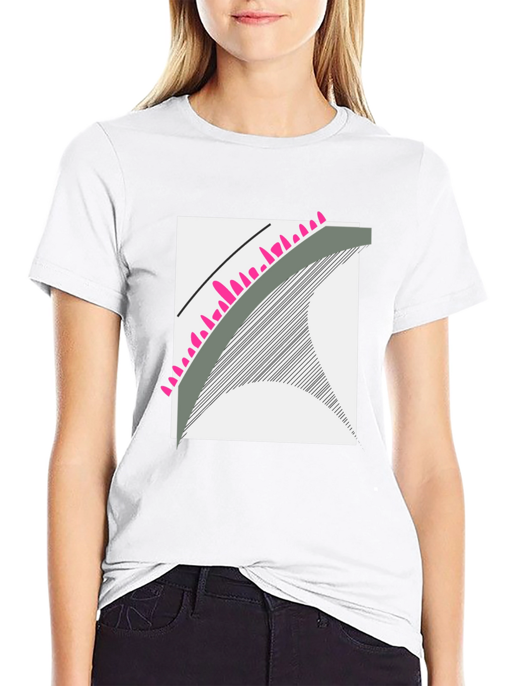 Abstract Graphic Tee - Modern Design Black Cotton