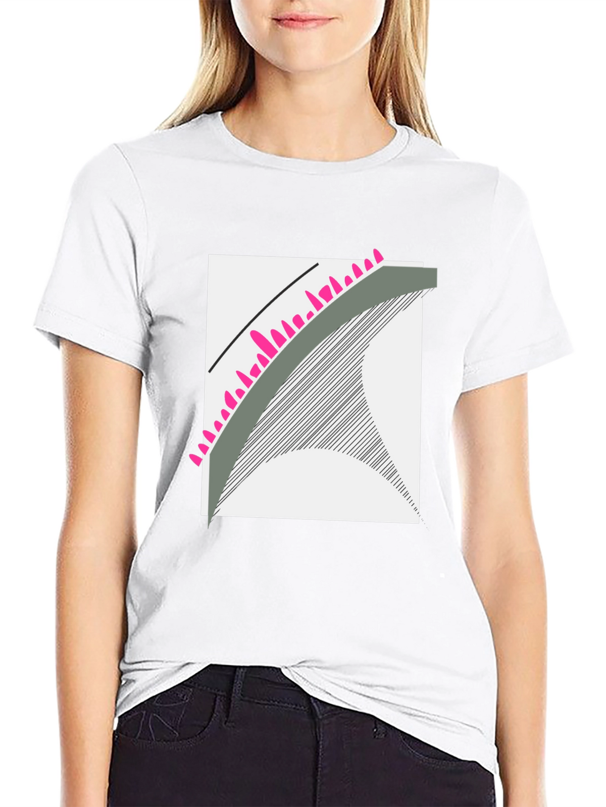Abstract Graphic Tee - Modern Design Black Cotton
