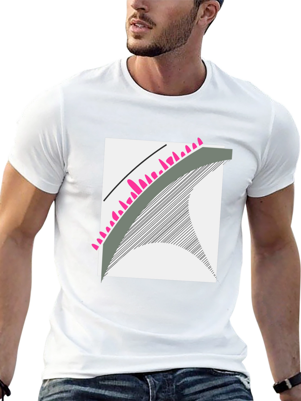 Abstract Graphic Tee - Modern Design Black Cotton