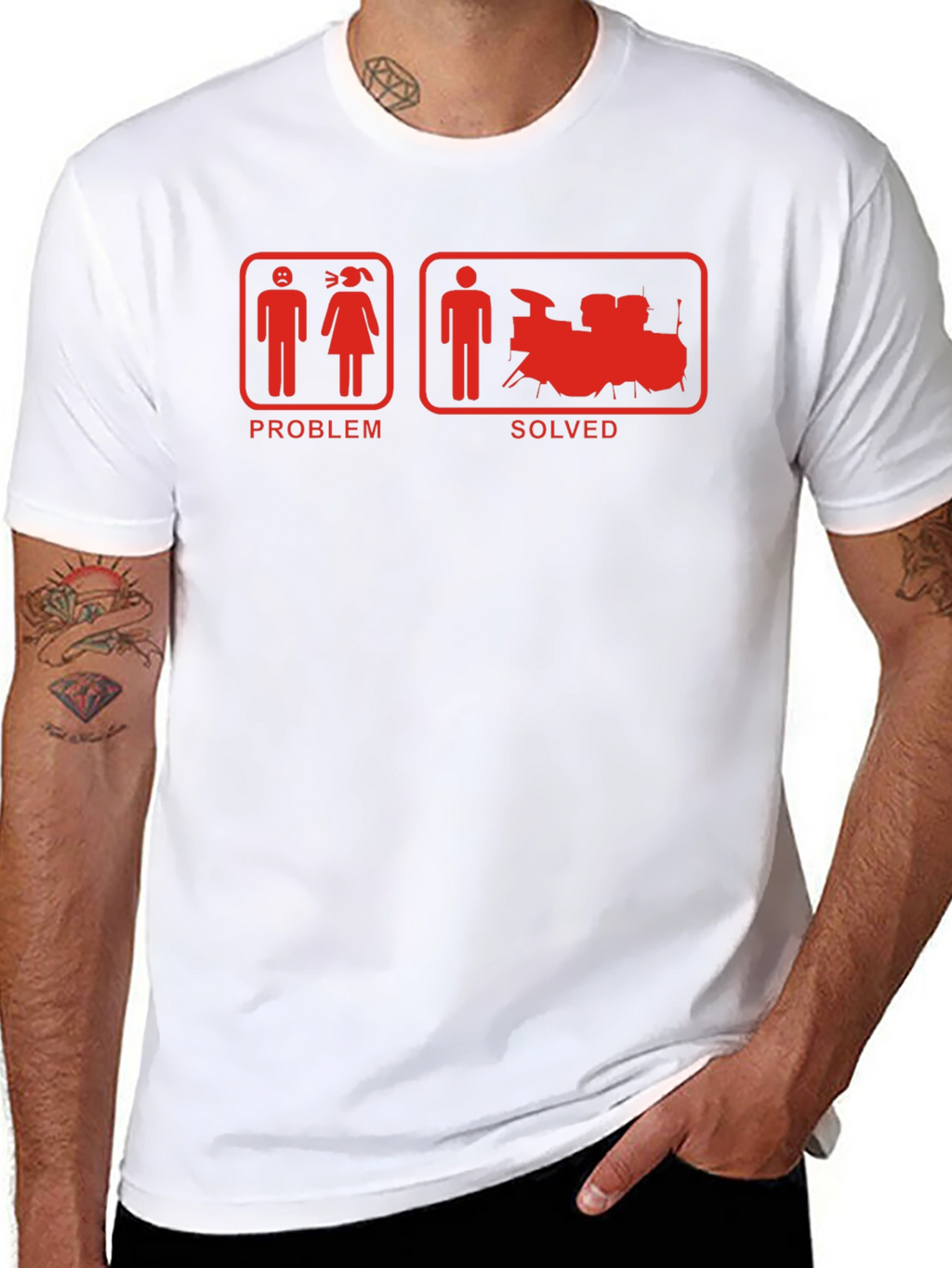 Problem Solved Drum Set Black T-Shirt