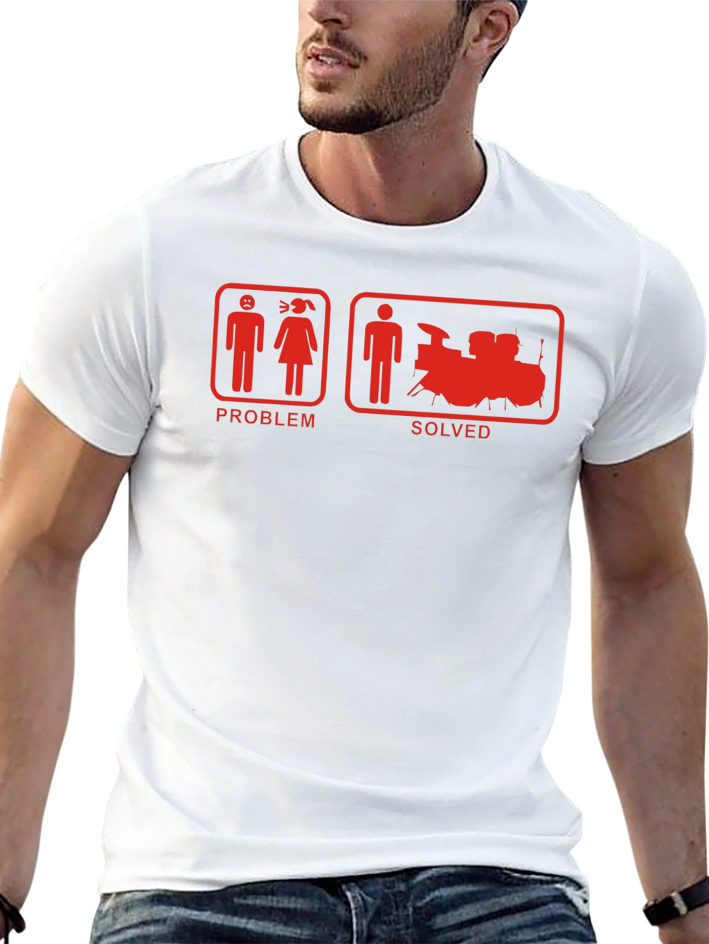 Problem Solved Drum Set Black T-Shirt