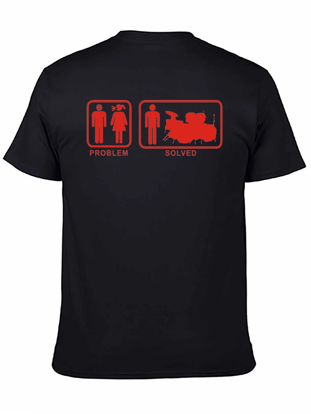 Problem Solved Drum Set Black T-Shirt
