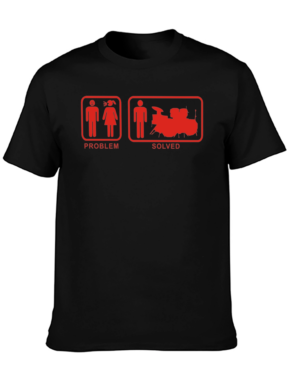 Problem Solved Drum Set Black T-Shirt