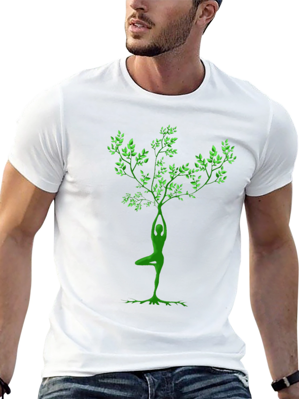 Yoga Tree Pose Graphic Black T-Shirt
