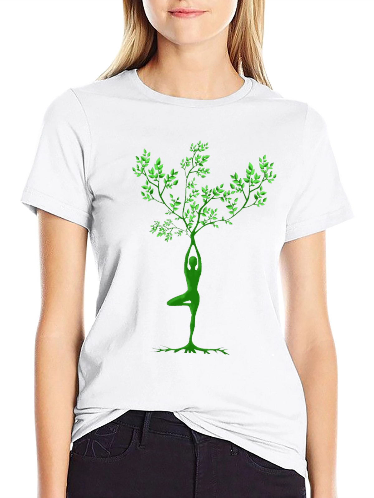 Yoga Tree Pose Graphic Black T-Shirt