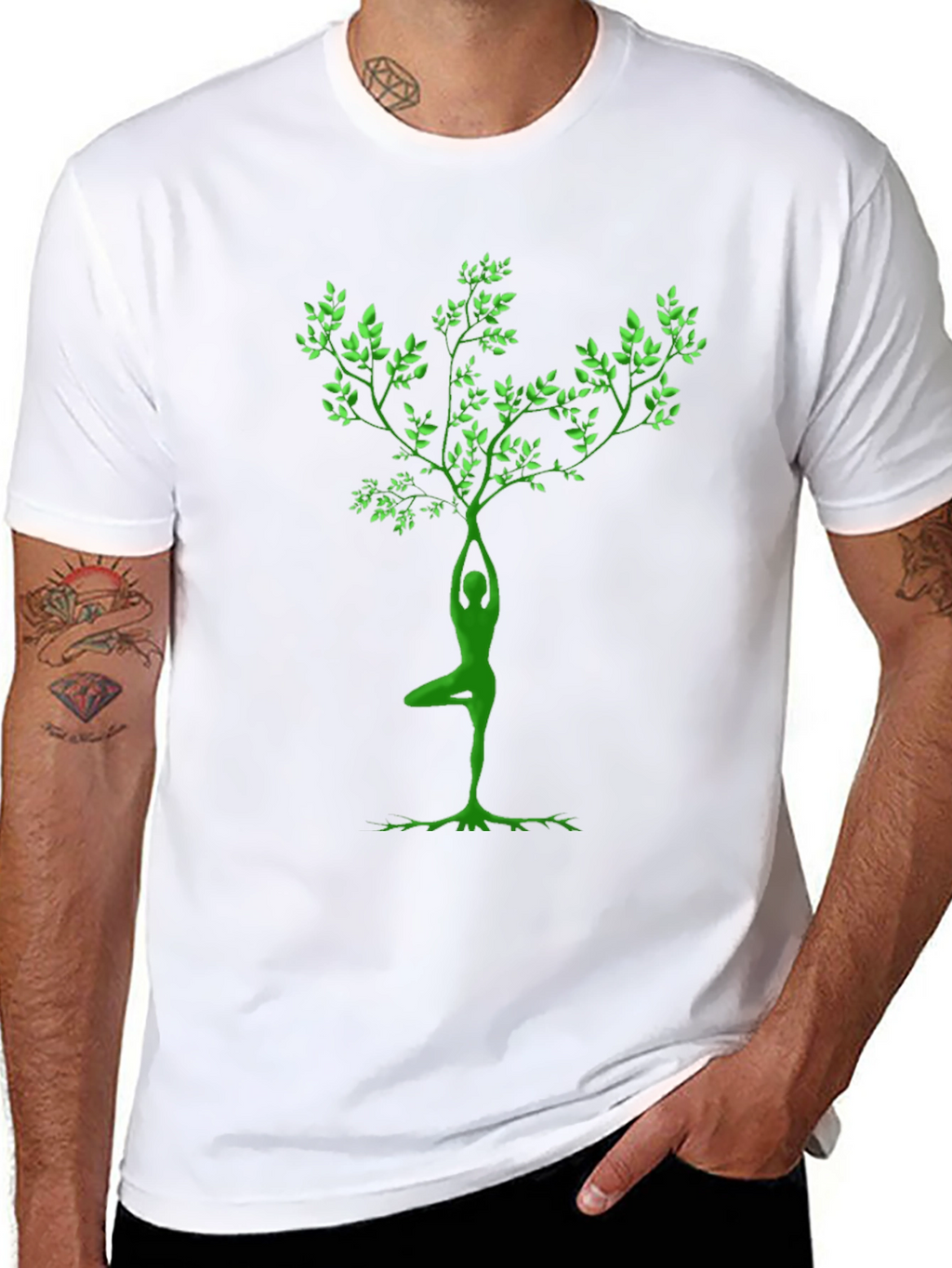Yoga Tree Pose Graphic Black T-Shirt
