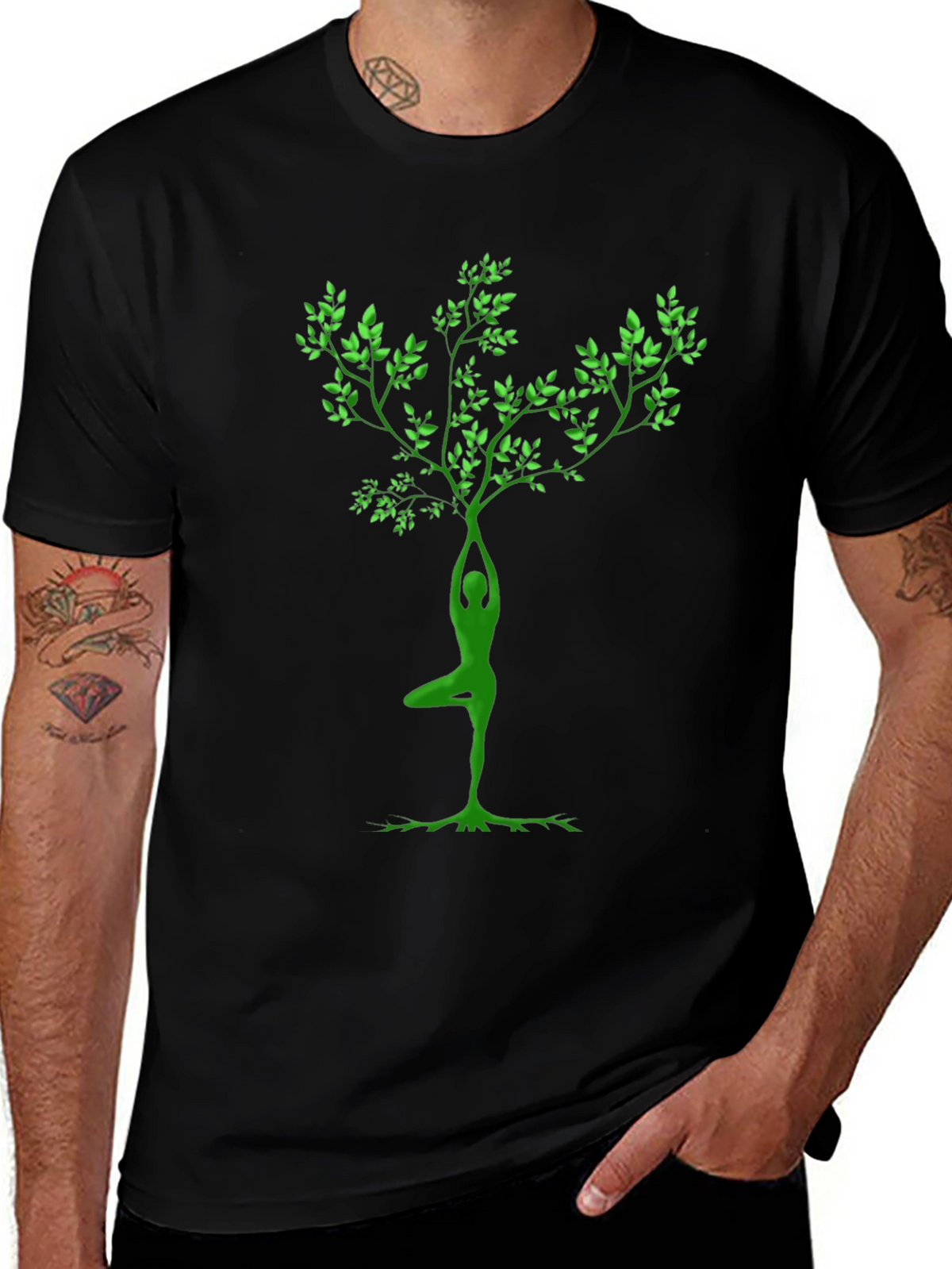 Yoga Tree Pose Graphic Black T-Shirt
