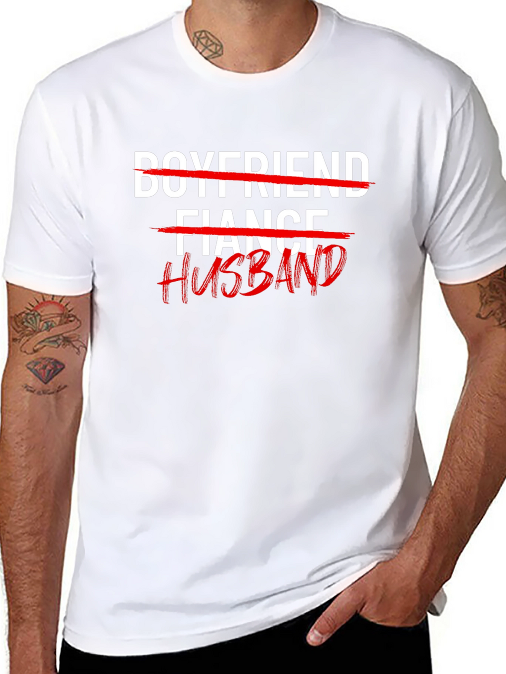 Husband T-Shirt: Crossed Out Fiance & Boyfriend Tee