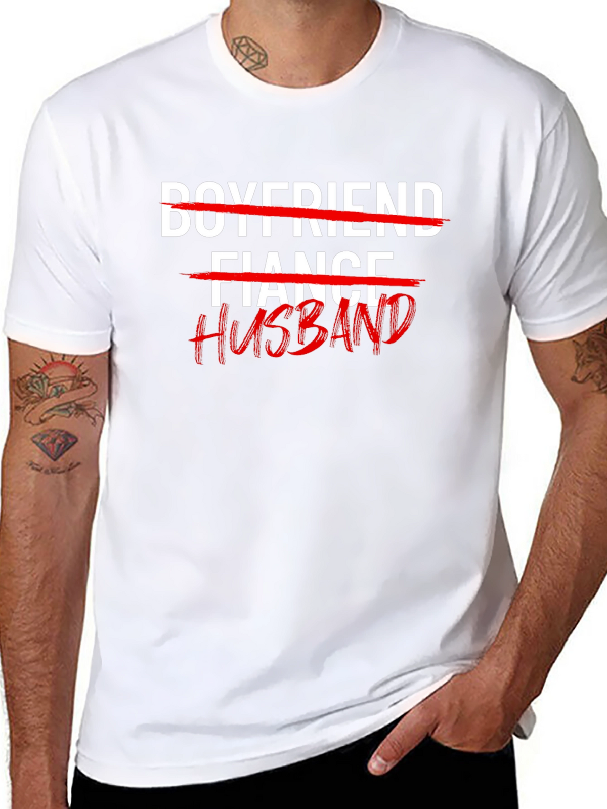Husband T-Shirt: Crossed Out Fiance & Boyfriend Tee