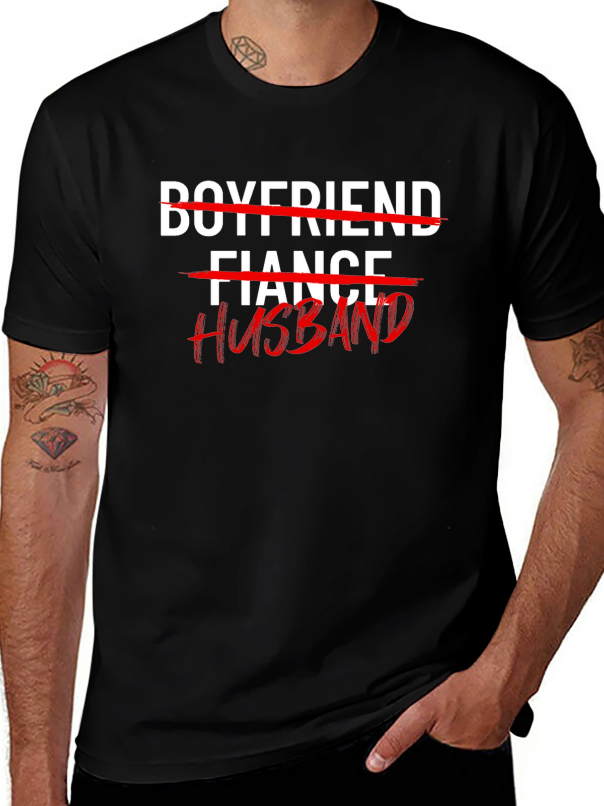 Husband T-Shirt: Crossed Out Fiance & Boyfriend Tee