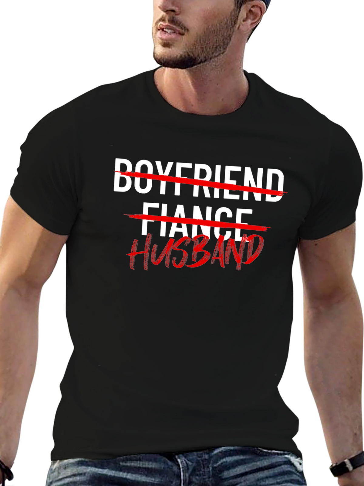 Husband T-Shirt: Crossed Out Fiance & Boyfriend Tee