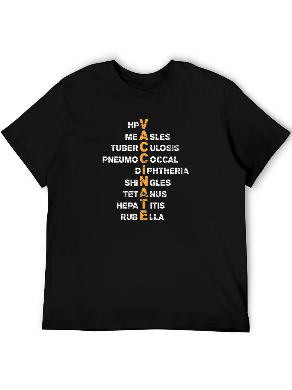 Vaccinate Disease Awareness Black T-Shirt