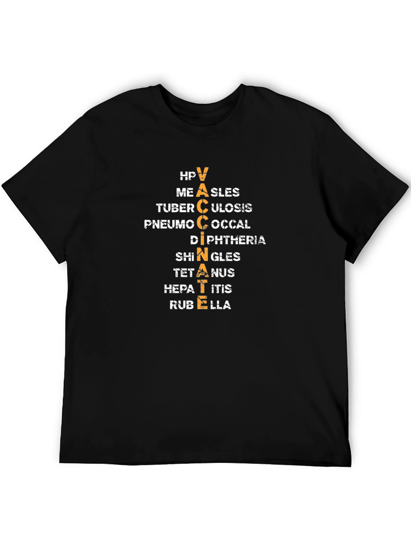 Vaccinate Disease Awareness Black T-Shirt