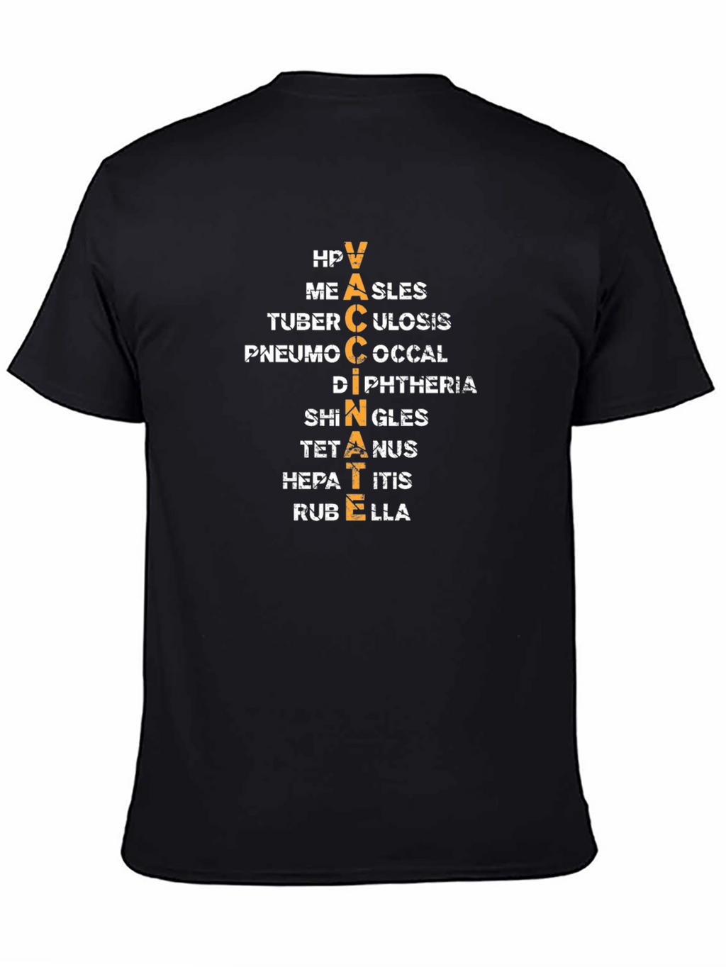 Vaccinate Disease Awareness Black T-Shirt