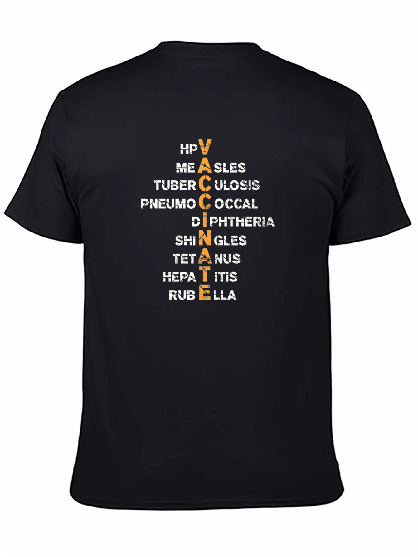 Vaccinate Disease Awareness Black T-Shirt