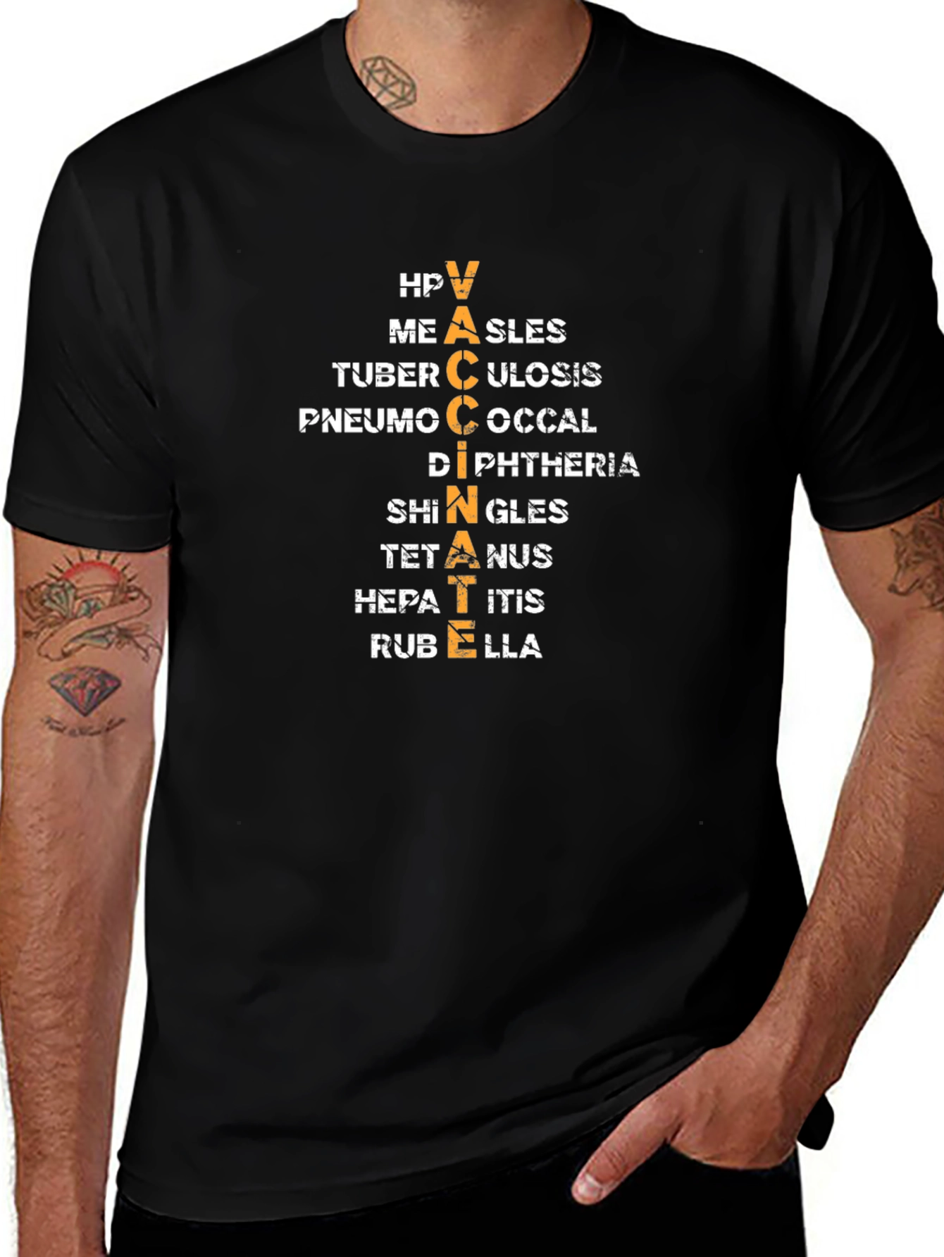 Vaccinate Disease Awareness Black T-Shirt