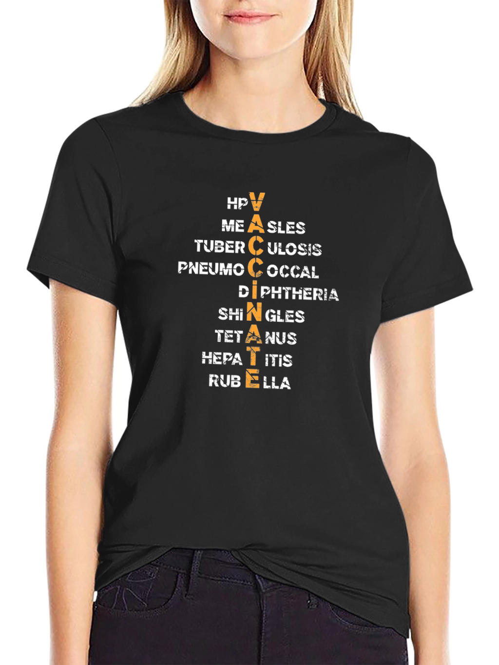 Vaccinate Disease Awareness Black T-Shirt