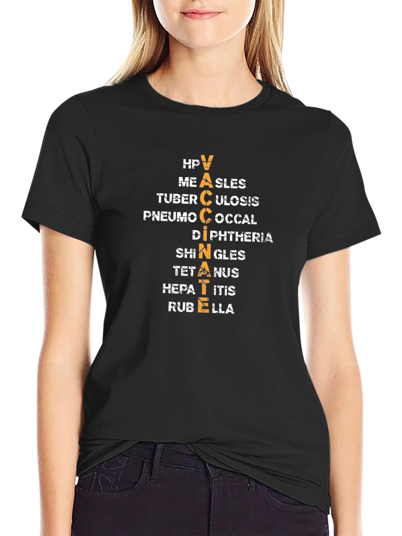 Vaccinate Disease Awareness Black T-Shirt