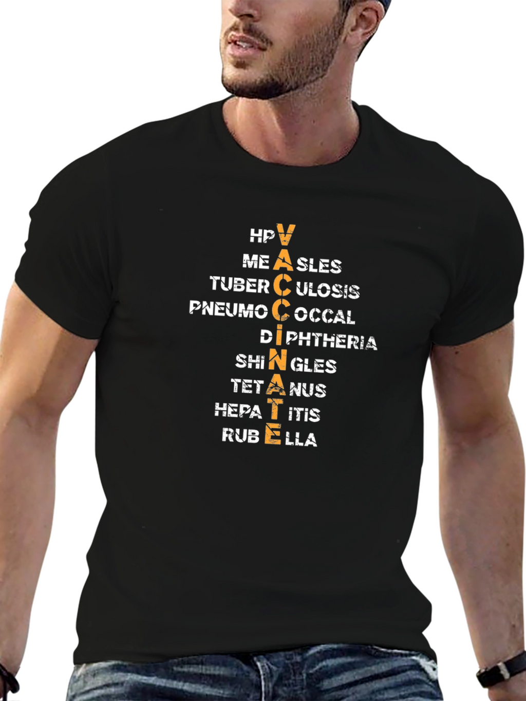 Vaccinate Disease Awareness Black T-Shirt