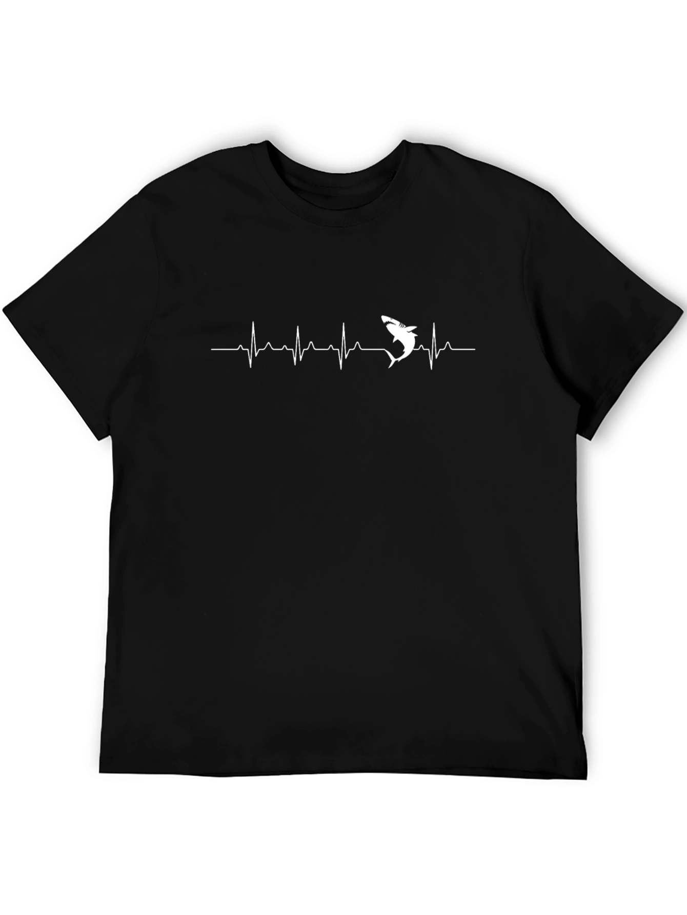 Shark Heartbeat Graphic T-Shirt - Black