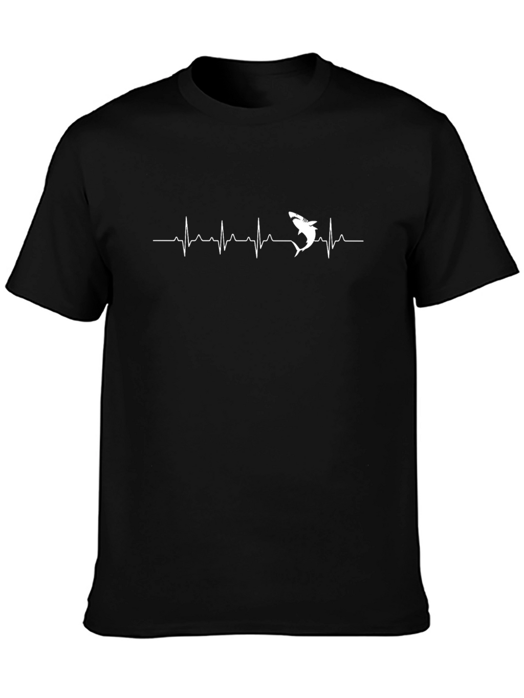 Shark Heartbeat Graphic T-Shirt - Black