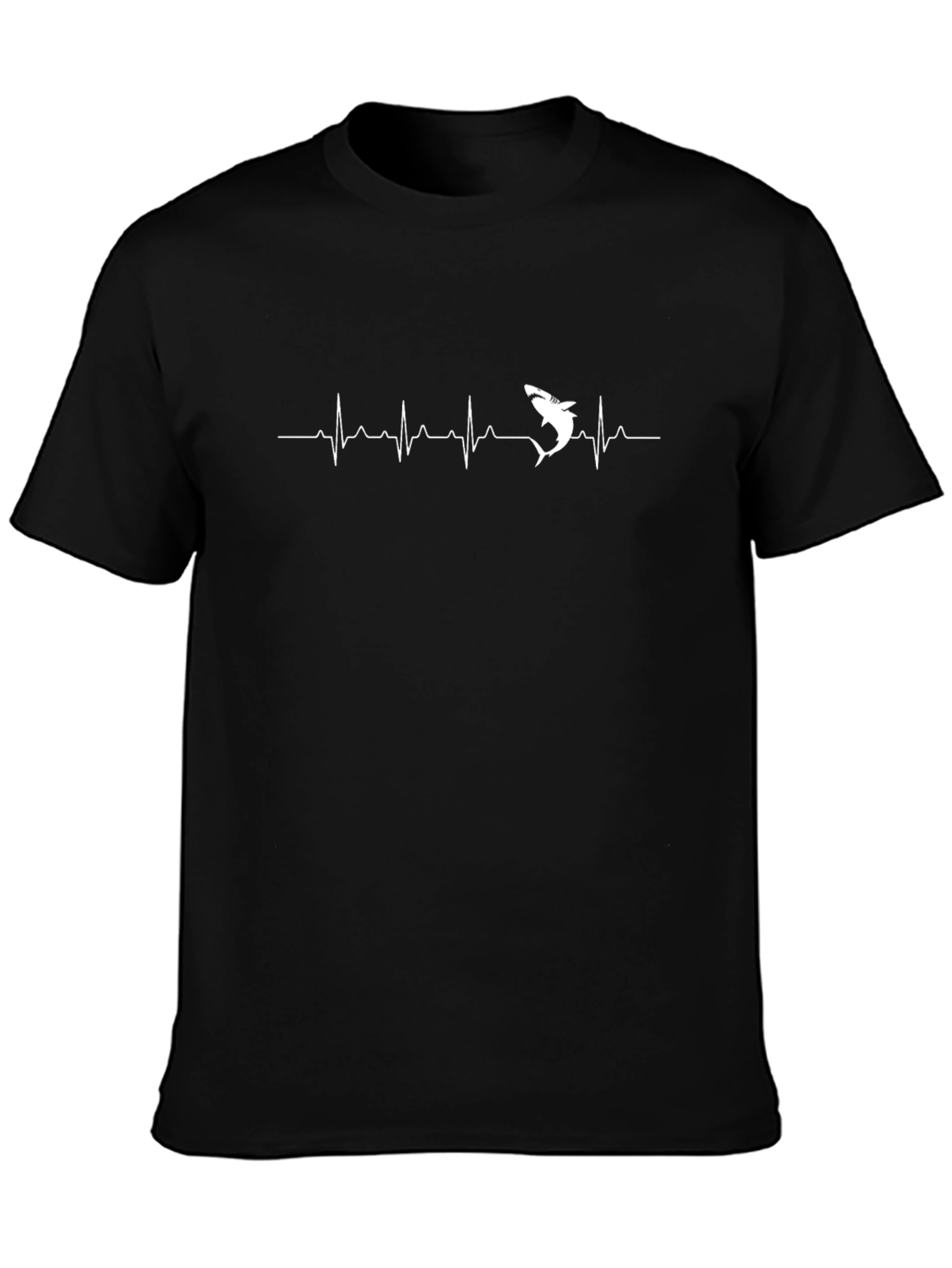Shark Heartbeat Graphic T-Shirt - Black