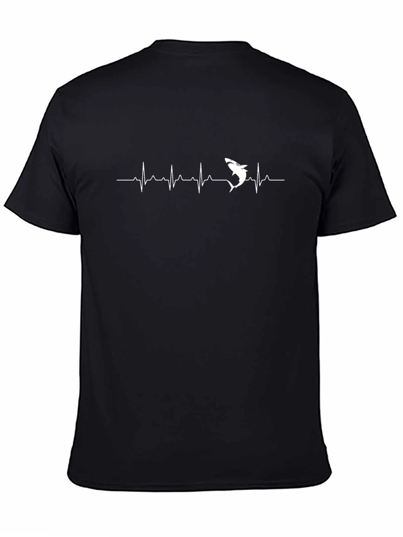 Shark Heartbeat Graphic T-Shirt - Black