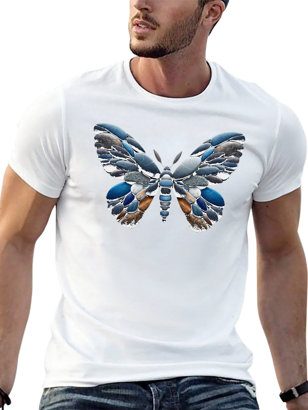Stone Butterfly Graphic Tee - Unique Nature Design
