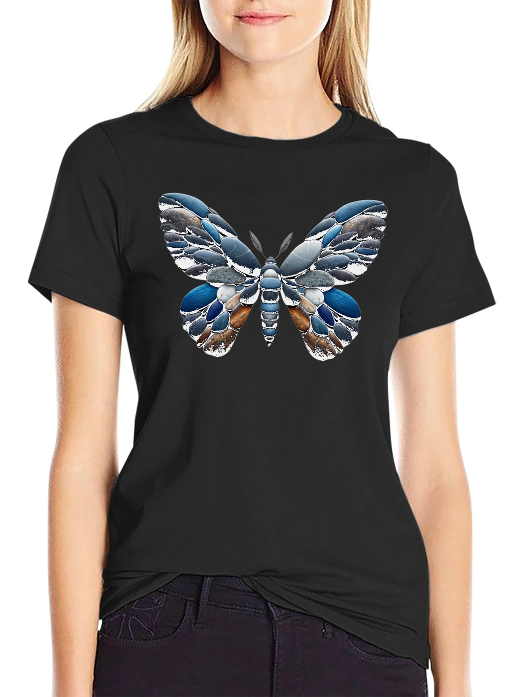 Stone Butterfly Graphic Tee - Unique Nature Design