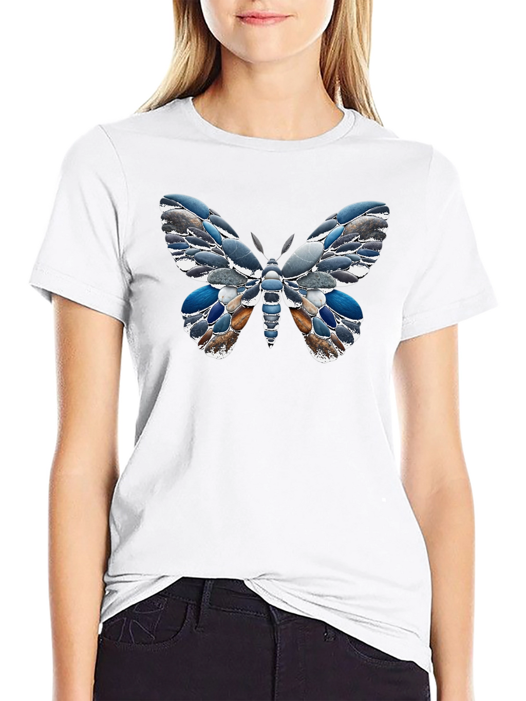 Stone Butterfly Graphic Tee - Unique Nature Design