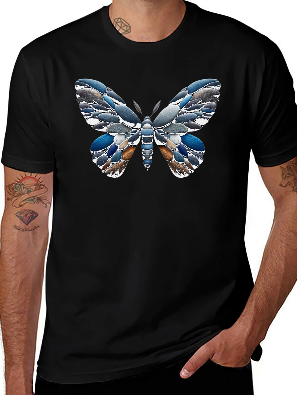 Stone Butterfly Graphic Tee - Unique Nature Design