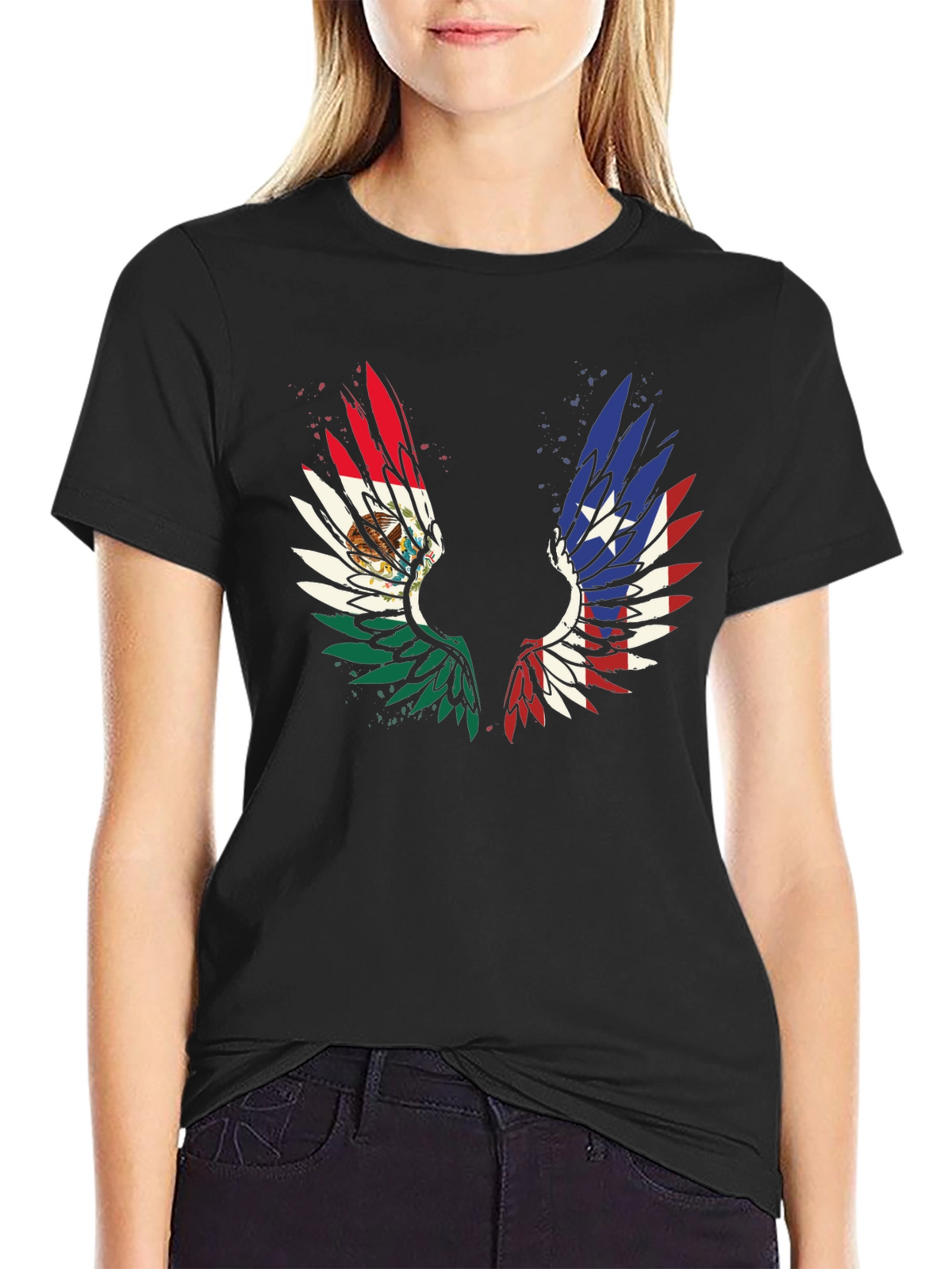 Mexico-Texas Wings Graphic T-Shirt
