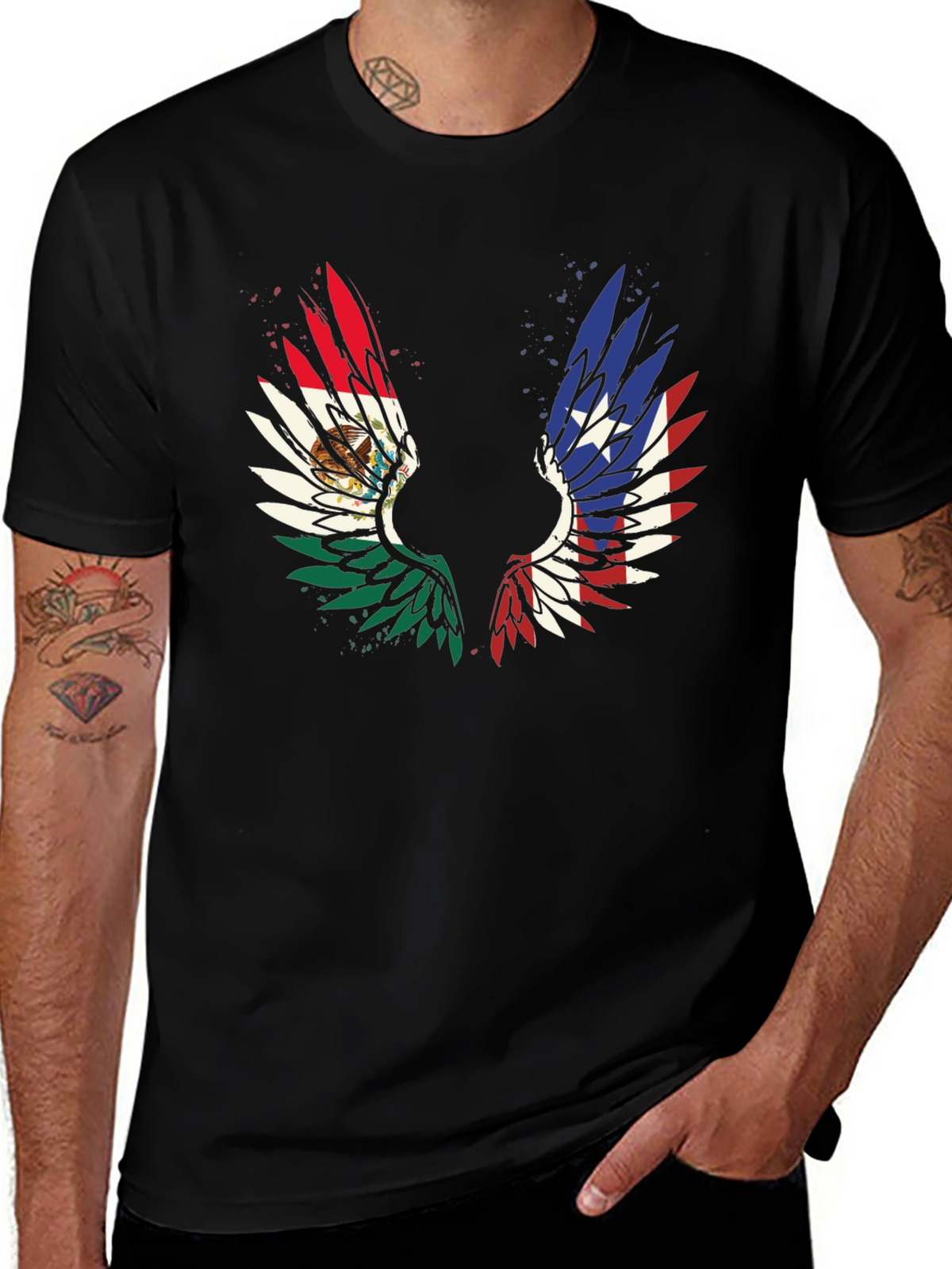 Mexico-Texas Wings Graphic T-Shirt
